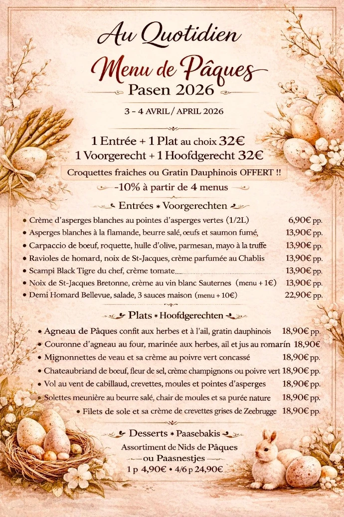 Menu Paques 2026